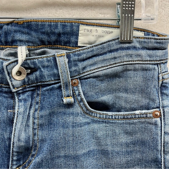 Rag & Bone Dre Straight Tapered Frayed Distress Low Rise Raw Hem Women Jeans 25 - Picture 3 of 9